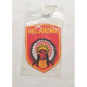 Vintage Oklahoma Native American Souvenir Embroidered Travel Patch Badge Voyager